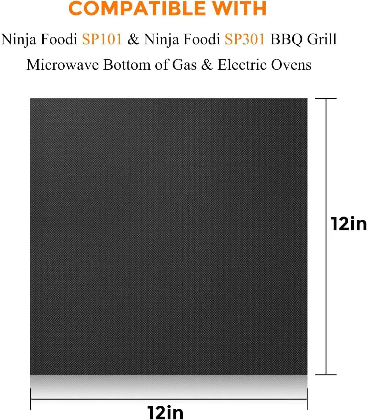 3Pcs Air Fryer Liners Toaster Oven Liners For Bottom Of Oven (12"X12") Reusable Non-Stick Heat Resistant Toaster Liners, Baking Mat for Ninja Foodi SP101 & SP201,black