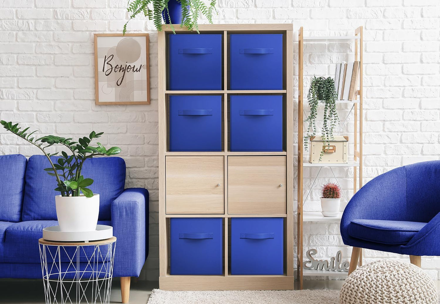 Sorbus Foldable Storage Cubes - 6 Fabric Baskets for Organizing Pantry, Closet, Shelf, Nursery, Playroom, Toy Box, Cubby -11 Inch Dual Handle Collapsible Closet Organizers and Storage Bins -Royal Blue