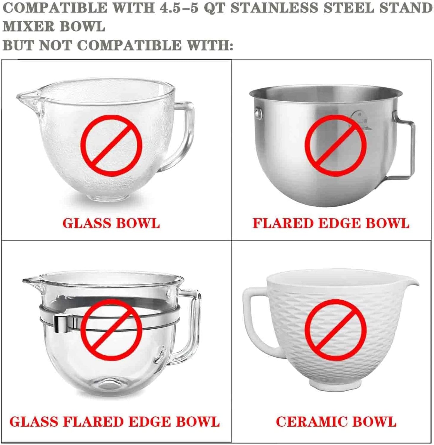 Mixer Bowl Cover for KitchenAid 4.5-5 Quart Tilt-Head Stand Mixers, Mixer Splatter Guard Lid to Prevent Spilling of Ingredients (Pack of 1)