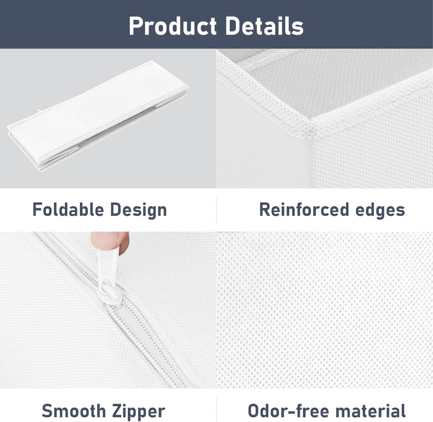 DIMJ Drawer Organizer Clothes, 14 Pack Dresser Organizer, Foldable Closet Organizers and Storage, Fabric Dresser Bins, Drawer Dividers for Nursery, Baby Clothes, Underwears, Sock (White)