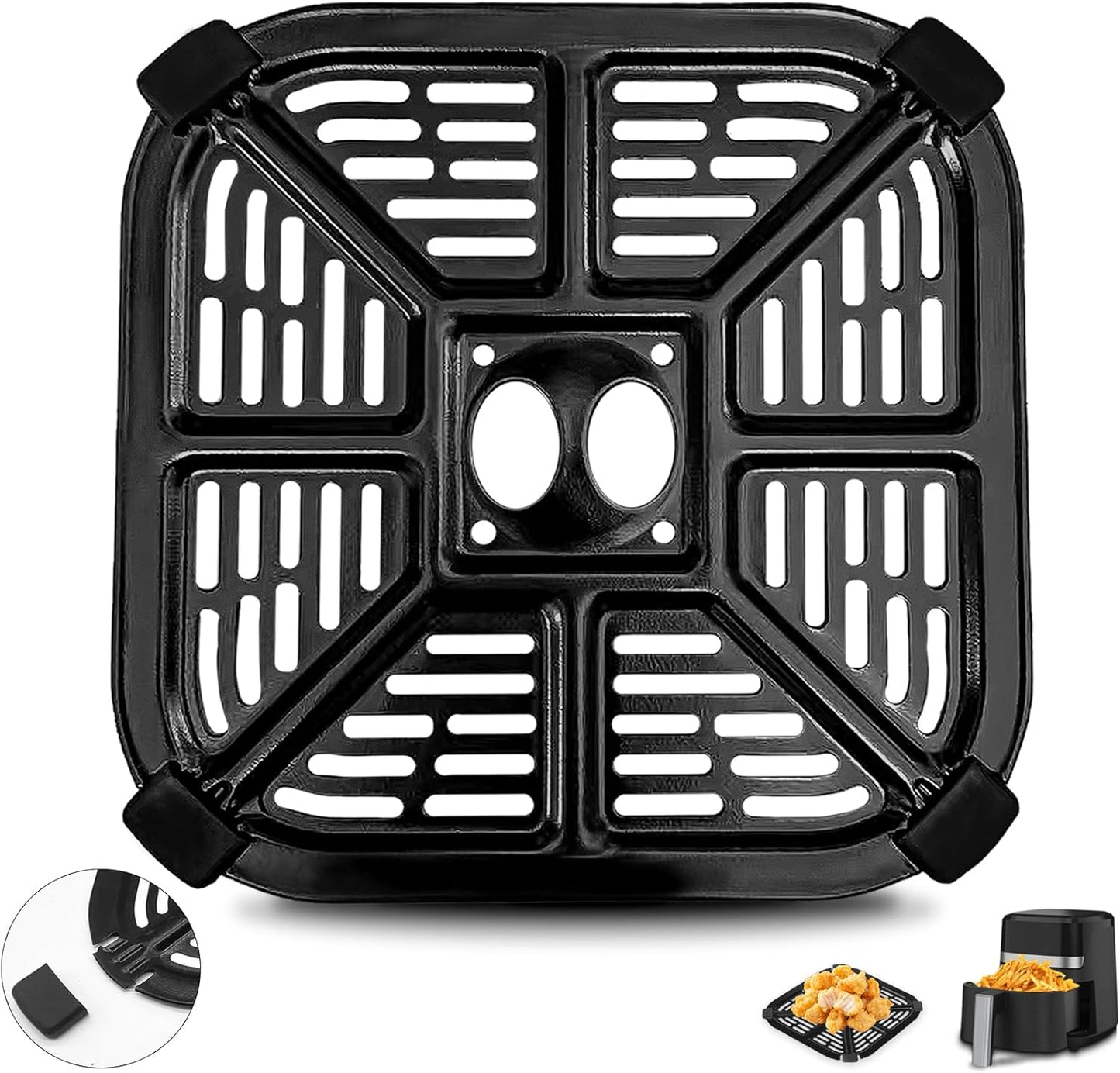 Air fryer Replacement Parts for BLACK+DECKER Purify 2QT Air Fryer, 6.3’’×6.3’’ Air Fryer Grill Pan Grill Plate Crisper Plate Accessories Tray Rack