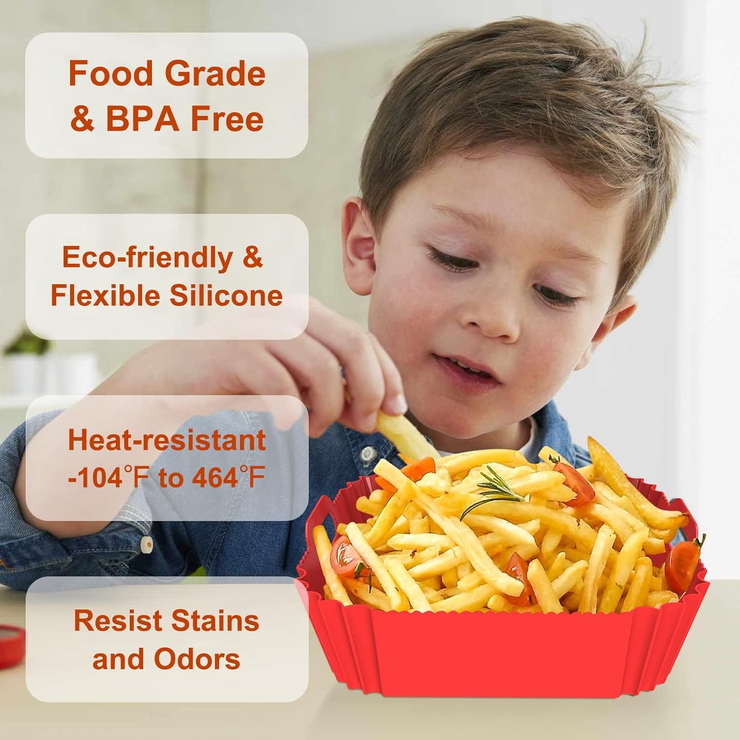 2 Pack Silicone Air Fryer Liners Reusable, 7.1 Inch Airfryer Liners 4-7 QT Square Air Fryer Liners Silicone Pot Oven Liner Baking Tray, Air Fryer Basket Mat Silicone Bowl Air Fryer Accessories