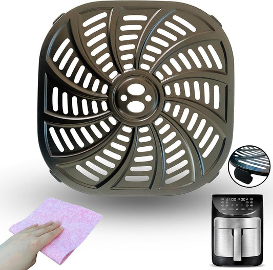 HIKEurt 7QT Air Fryer Replacement Grill Plate for Gourmia GAF798 7QT Air Fryers, Upgraded Grill Pan Crisping Plate Rack Tray Grate Grid Shelf for Gourmia 7 Quart Air Fryer, Nonstick, Dishwasher Safe
