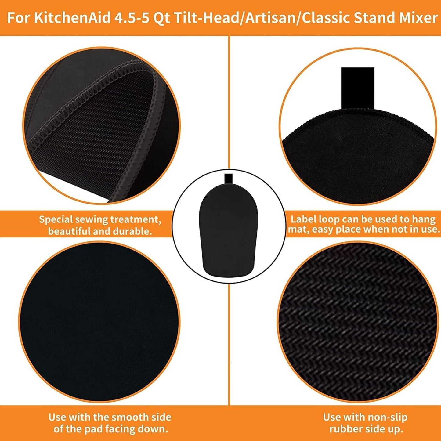 Sliding Mat Compatible with Kitchenaid Mixer with 2 Black Kitchen Accessories, Mixer Slider Mover Pad Compatible with Kitchenaid 4.5-5 Qt Tilt-Head Stand Mixer, Kitchen Aid Mixer Accessories