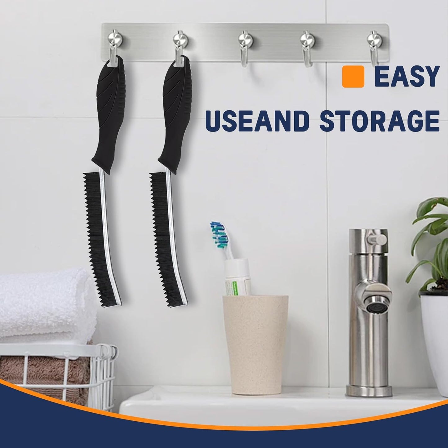 3Pcs Crevice Cleaning Brush Tool Grout Brush Cleaning Supplies, Home Essentials Bathroom Multifunctional Gap Scrub Hard Bristle Brushes for Household Use (Black Cleaning Brush-C)