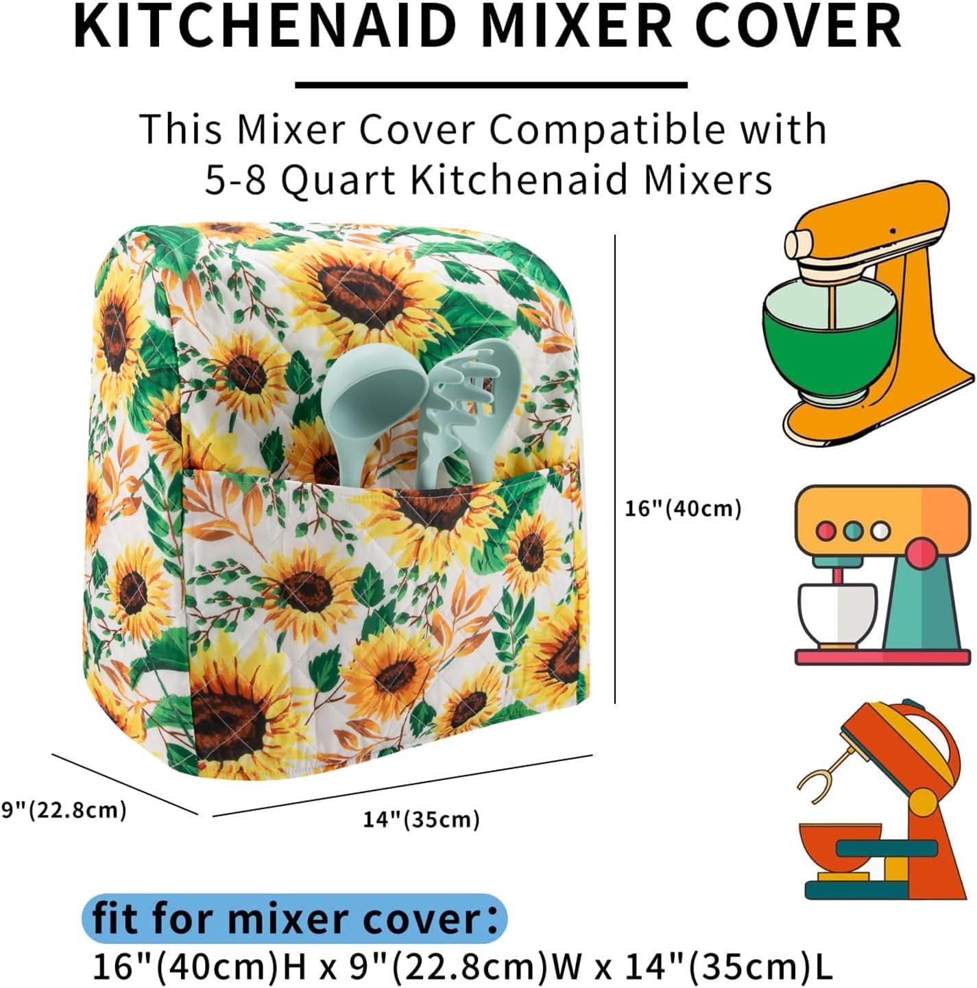 Kitchen Aid Mixer Cover Compatible with 6-8 Quarts Kitchen Aid/Hamilton Stand Mixer/Tilt Head & Bowl Lift Model,Flower Print Mixer Cover Pioneer Woman Kitchen Accessories,Kitchen Aid Mixer Accessories