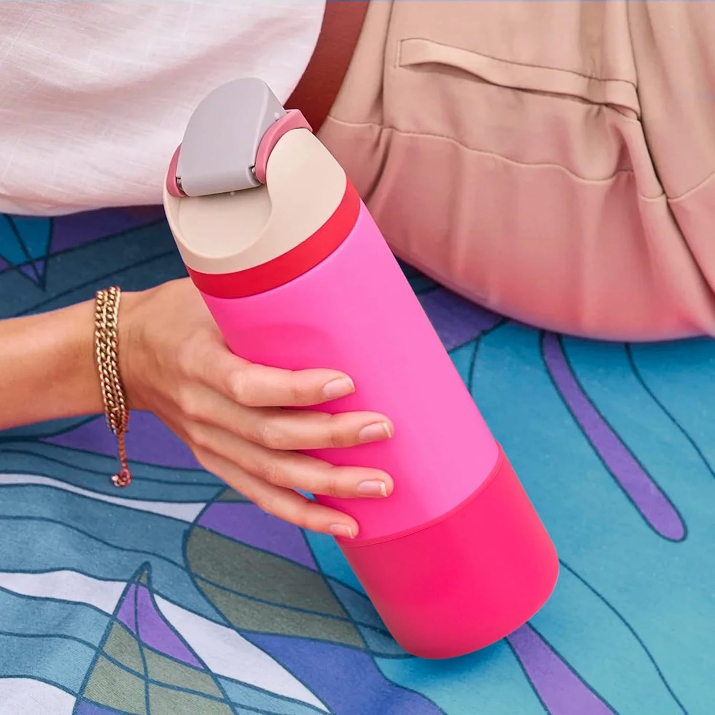 Silicone Boot for Owala 24 oz Water Bottles, Anti-Slip Protective Sleeve for Owala Twist & FreeSip & Flip Stainless Steel Water Bottle, Boot Bottom Base for Owala (Rose Red)