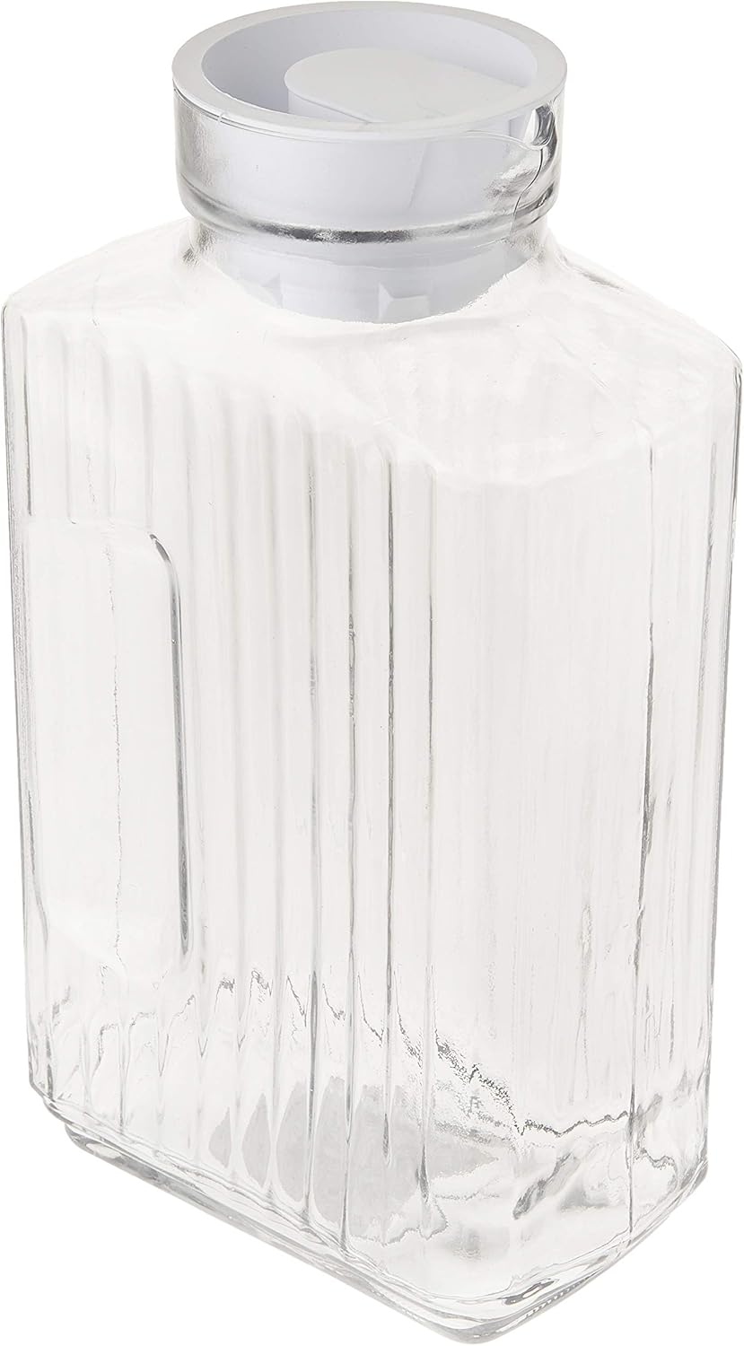 Anchor Hocking Glass Bistro Pitcher with White Stopper, 64-Ounce, Clear