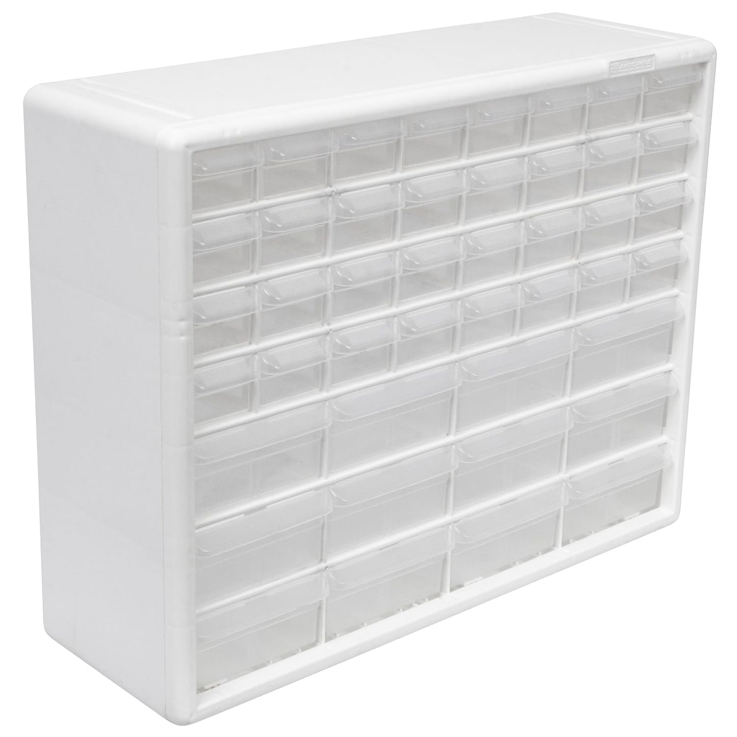Akro-Mils 44-Drawer Plastic Drawer Storage Cabinet for Garage Organization, Bead Organizer, Building Bricks Storage, Teacher Toolbox, Makeup Organizer, 20" W x 6" D x 16" H, 10144 White