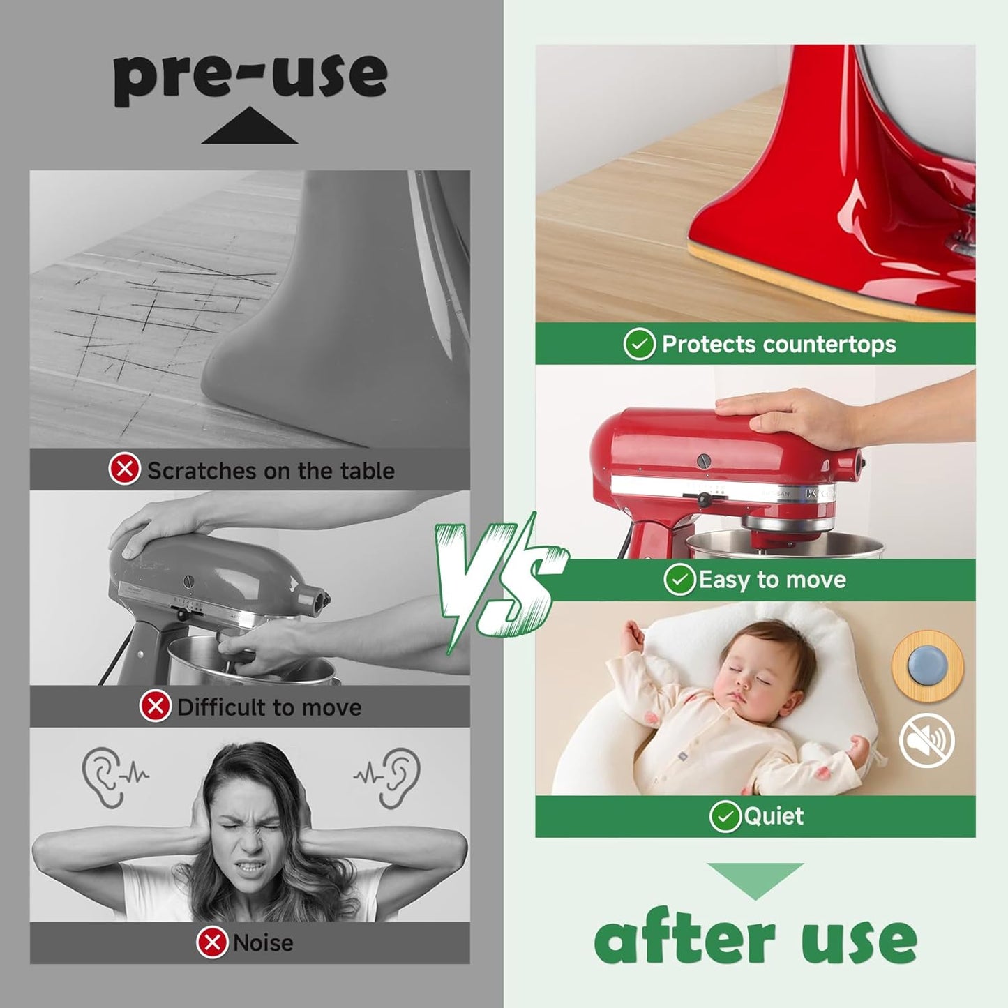 Compatible with Kitchen aid 4.5-5 Qt Bamboo Mixer Slider - Appliance Slider for Tilt Head Kitchen aid Stand Mixer Artisan, Countertop Storage Mover Sliding Tray (4.5-5 Qt with Foot Slot - Natural)