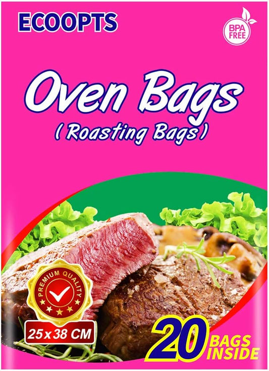 ECOOPTS Oven Bags Cooking Roasting Bags for Chicken Meat Ham Seafood Vegetable - 20 PCS (10 x 15 IN)