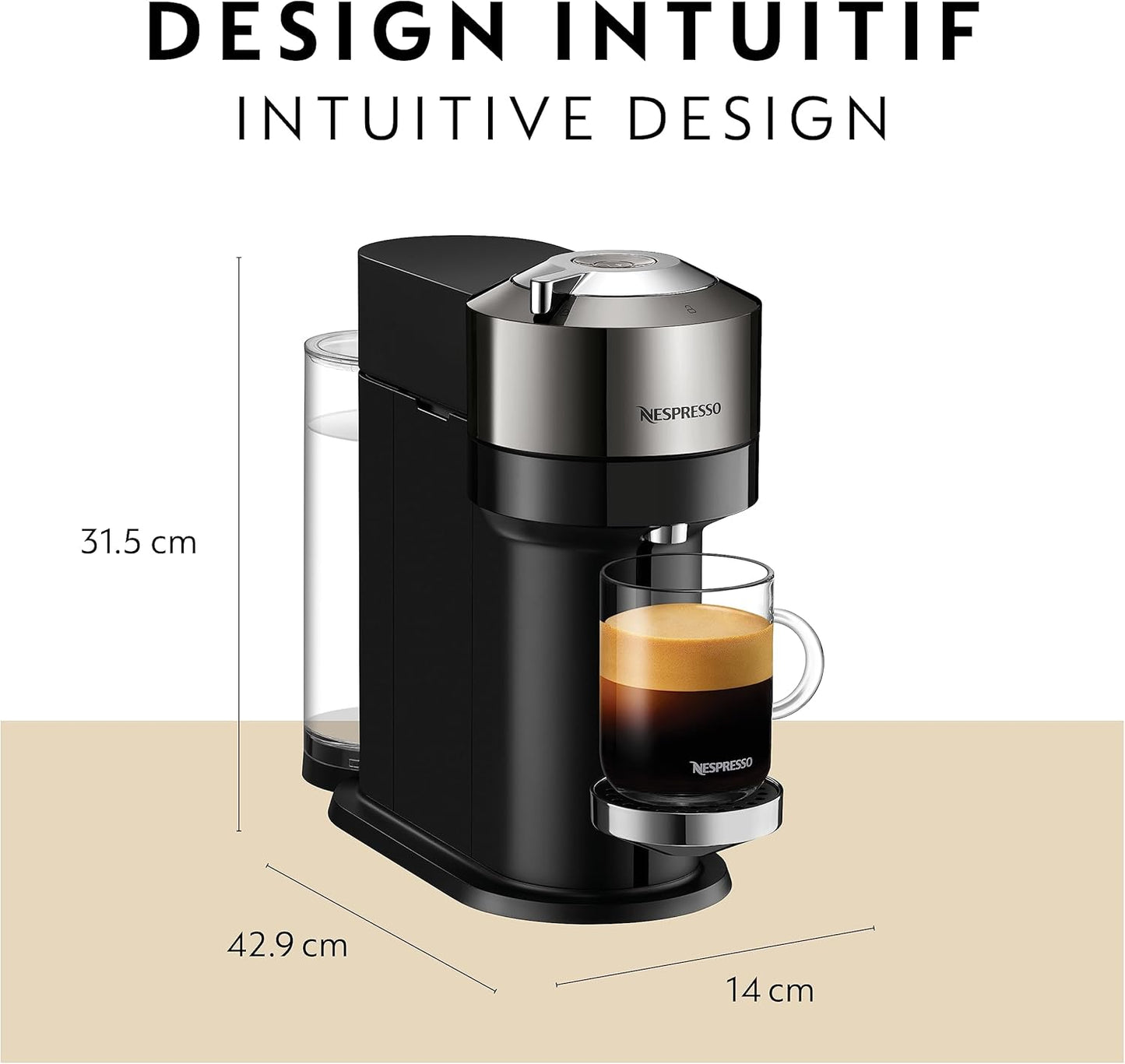 Nespresso Vertuo Next Coffee and Espresso Machine by Breville, Dark Chrome