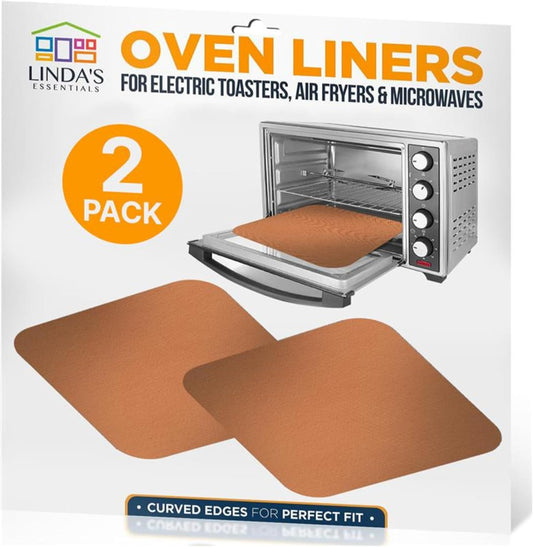 Toaster Oven Liners for Bottom of Oven (2 Pack) Reusable Non-Stick Heat Resistant Toaster Liners, Compatible with Ninja, Cuisinart, Emeril Lagasse & More, Toaster Mat, 12"x12" (Copper)