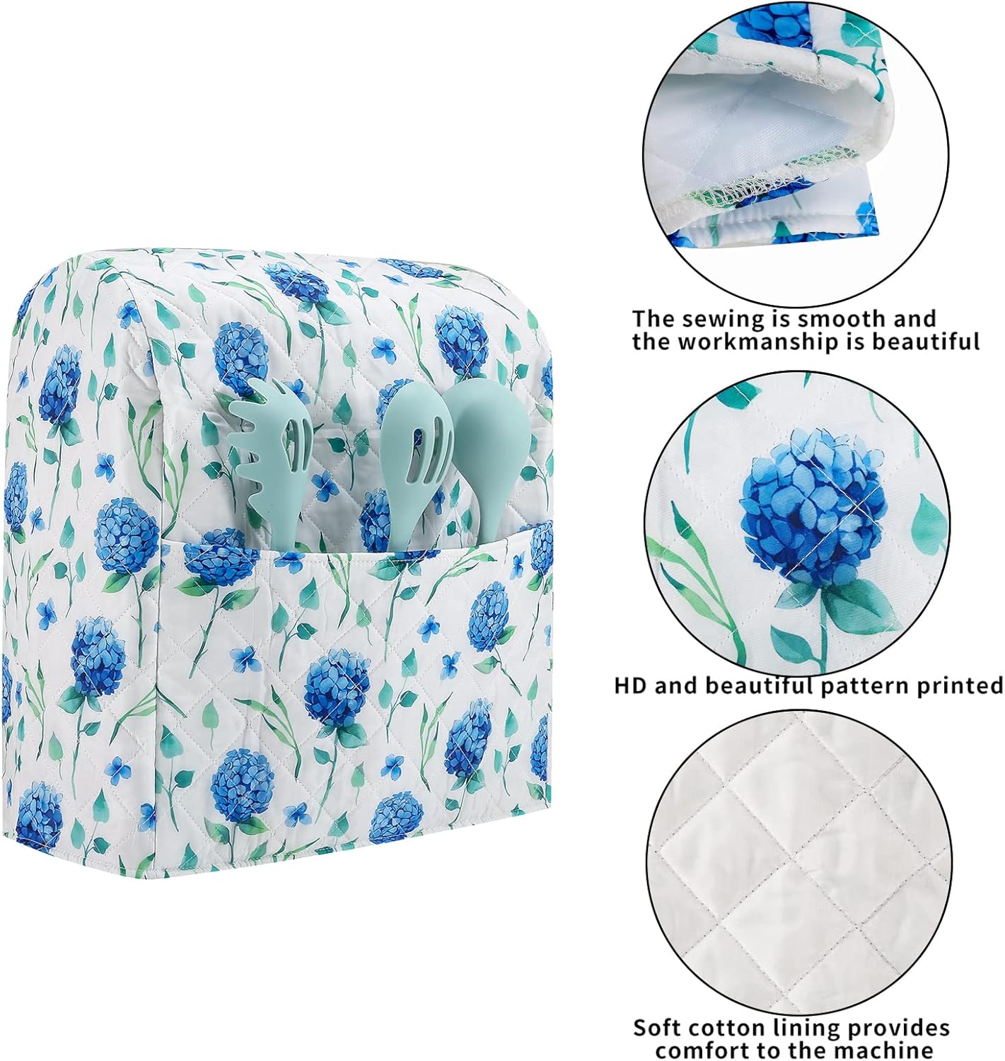 Stand Mixer Cover,Hydrangea Kitchen Mixer Cover Compatible With 5-8 Qt Kitchenaid Hamilton Mixers,Spring Summer Kitchen Decor,Kitchen Aid Mixer Covers,Pioneer Woman Kitchen Aid Mixer Assecories