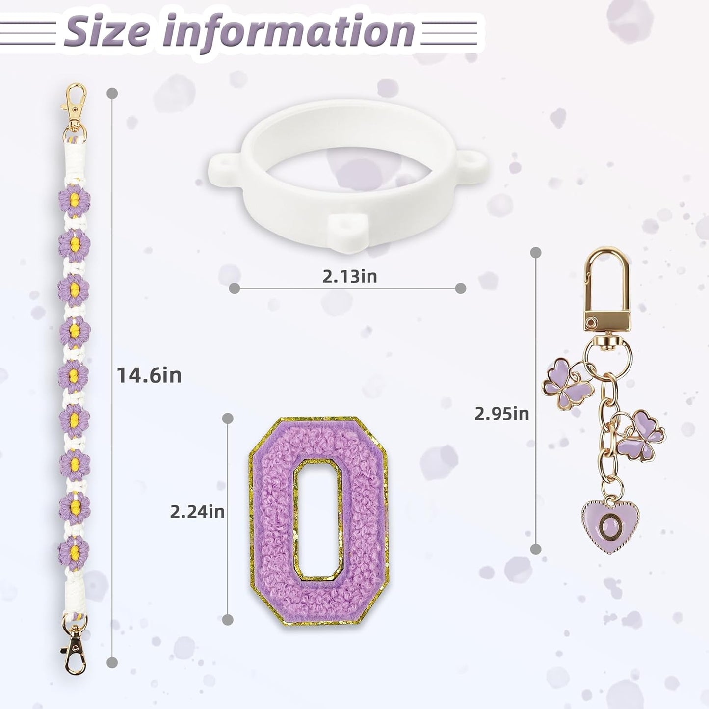 Cute Letter Charm Set Compatible with Owala Water Bottle 24 oz, 32 oz, 40 oz, Owala Kids, Owala Coffee Tumbler, Owala FreeSip – Includes Handle Strap, for Owala Accessories & Stanley Cup Accessories