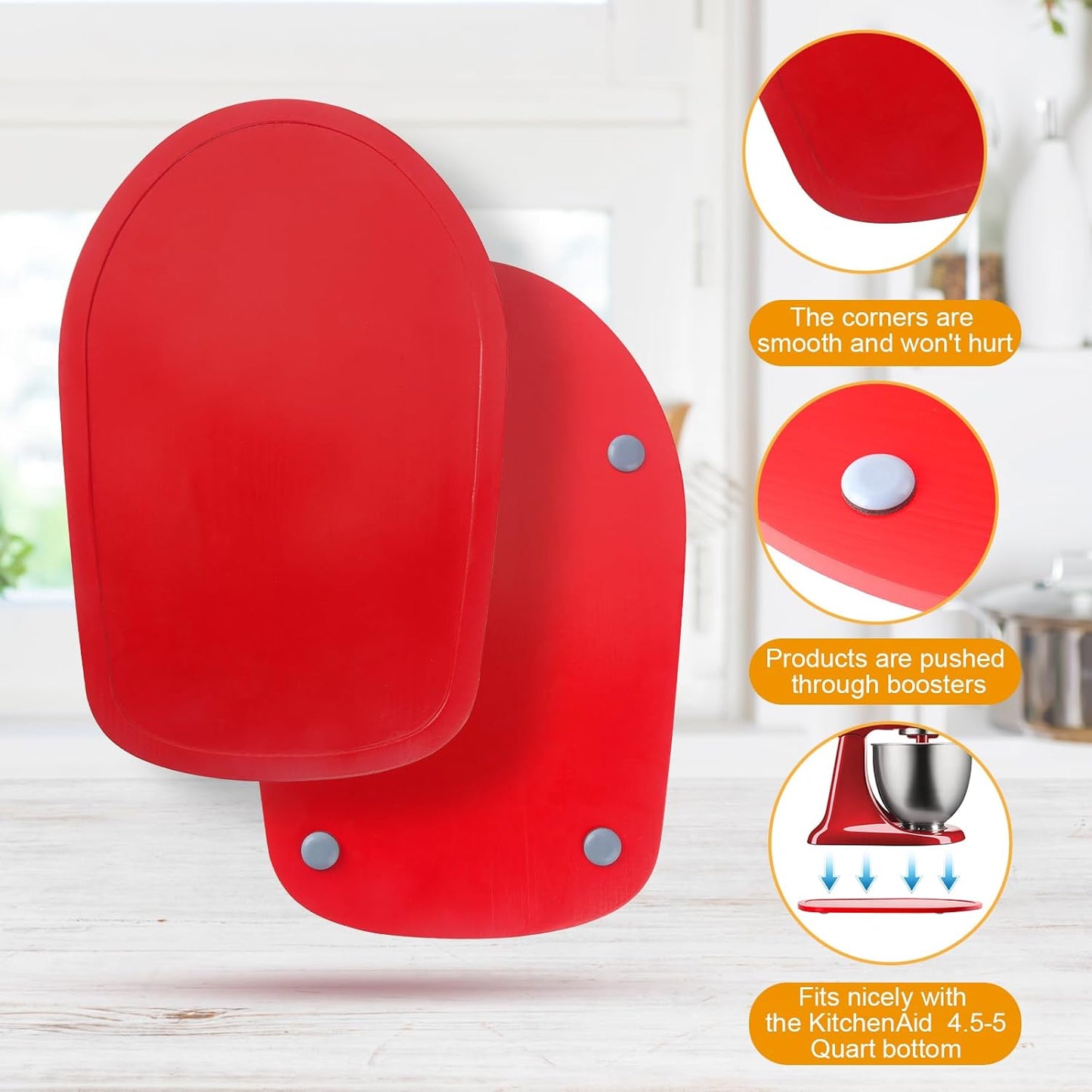 Mixer Slider Compatible with Kitchen aid Bowl Lift 4 .5-5 Qt Stand Mixer Pine Wood - Kitchen Countertop Storage Mover Sliding Caddy for Kitchen Aid 4 .5-5 Qt Mixer (4 .5-5 Qt -Red)
