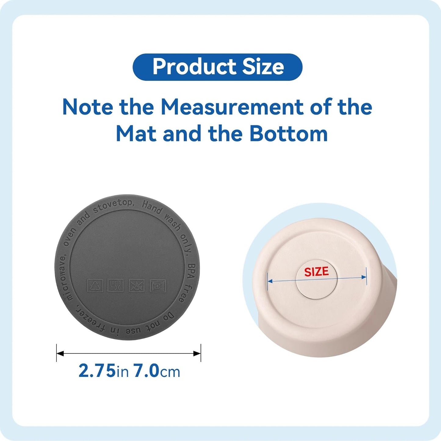 Silicone Bottom Protector for The Bottom of Mugs and Other Containers with a Bottom Diameter of 2.75" 70 mm,Multi-Use Non-Slip Mat(6 Pack)