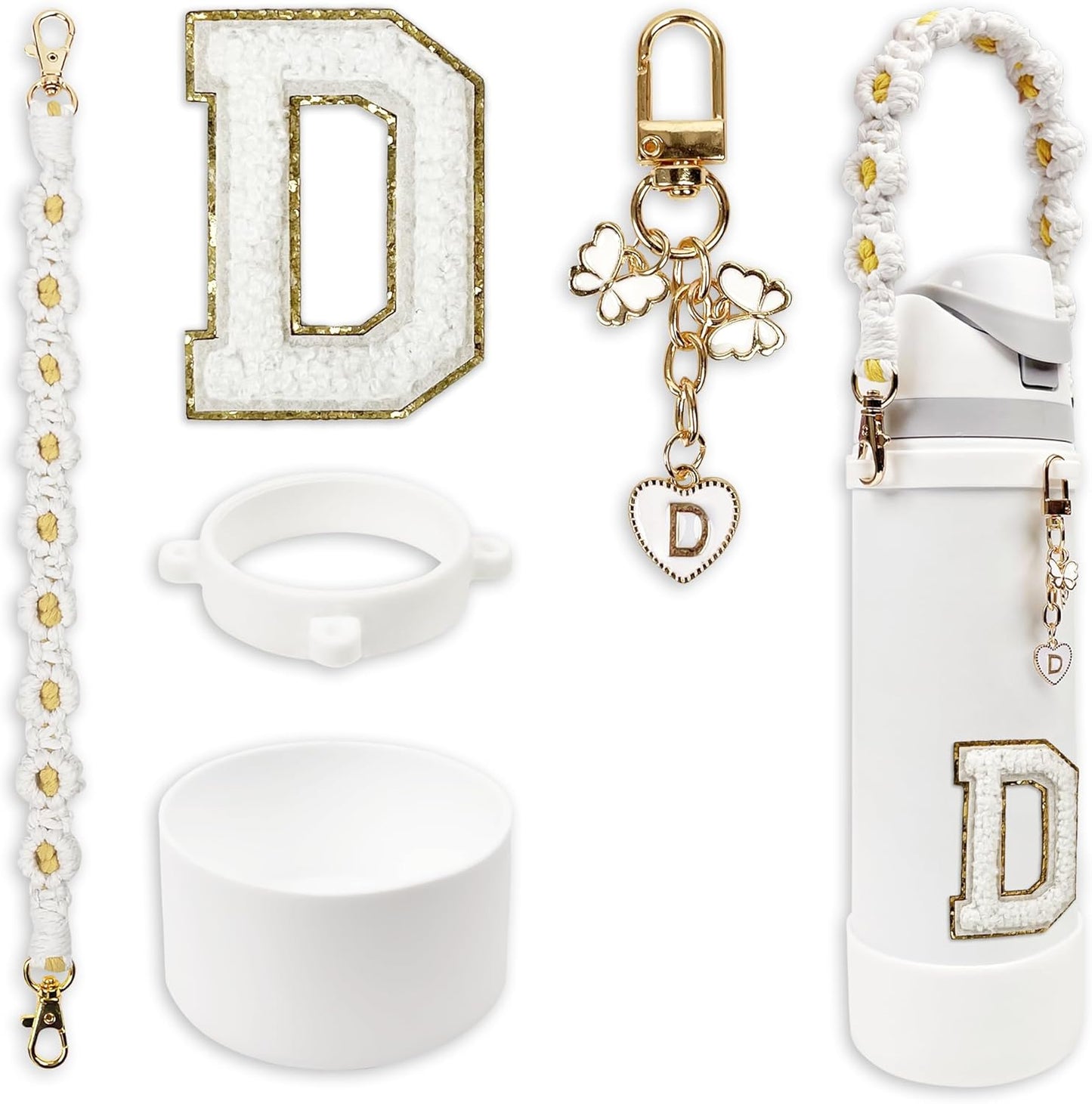 SITKOL Silicone Boot Cute Monogram Set Compatible with Owala Water Bottle 24 oz, 32 oz, 40 oz - Perfect Letter Owala Accessories for Owala Tumbler, Owala Free Sip, Pink Owala, Black Owala