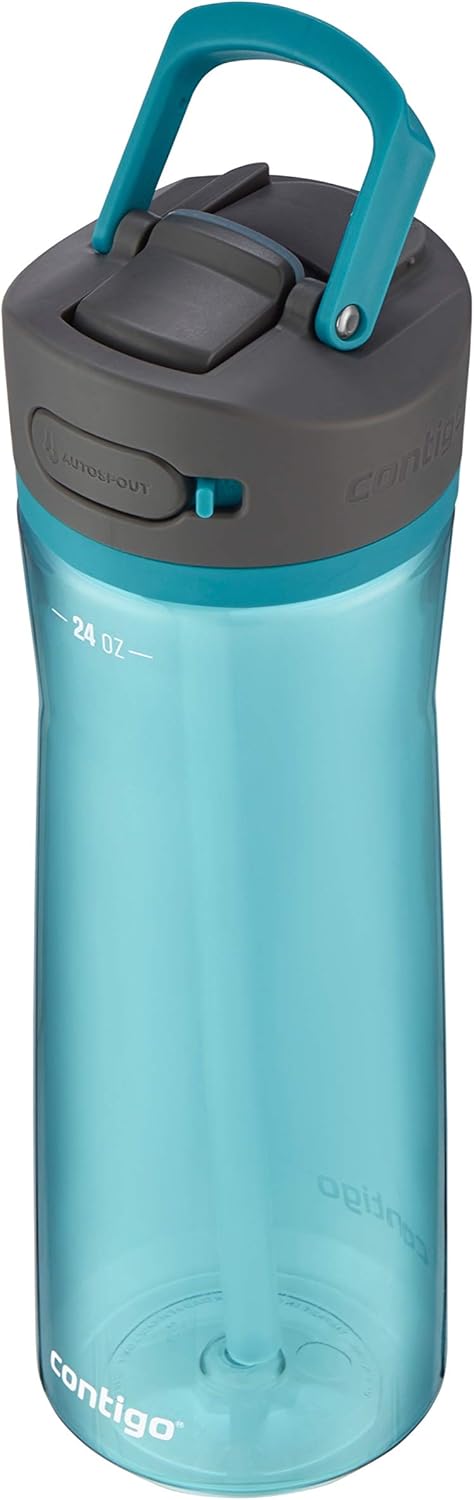 Contigo Ashland 2.0 Leak-Proof Water Bottle with Lid Lock and Angled Straw, Dishwasher Safe, Interchangeable Lid, 24oz, Juniper