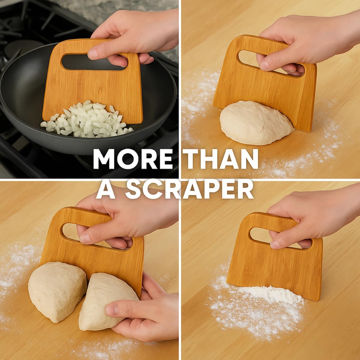 Mrs. Anderson’s Baking Bench Dough Scraper, Natural Bamboo 5.91" x 5.63"