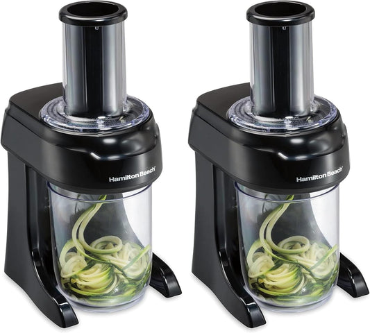 Hamilton Beach 3-in-1 Electric Vegetable Spiralizer for Veggie Noodles, Zoodle Maker & Slicer With 3 Cutting Cones for Spaghetti, Linguine, and Ribbons, 6-Cups, Black (70930) (Pack of 2)