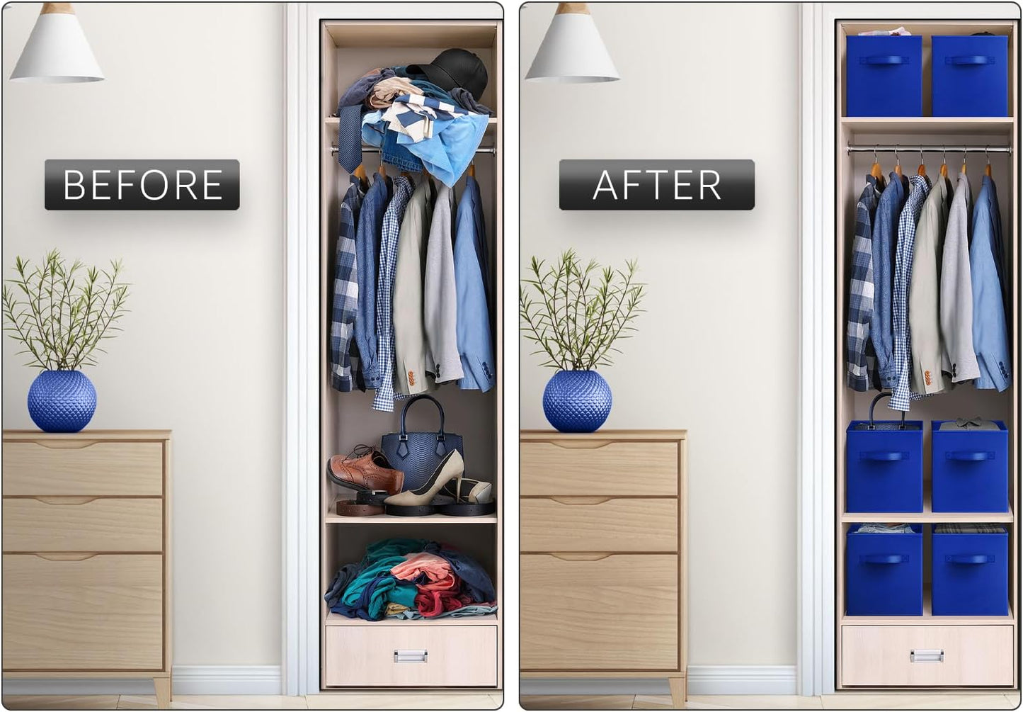 Sorbus Fabric Storage Cubes - 6 Foldable Storage Bins for Organizing Pantry, Cubbies, Toy Box - Clothes Storage & Closet Organizer - 13 Inch Collapsible Cube Baskets for Shelves with Handle