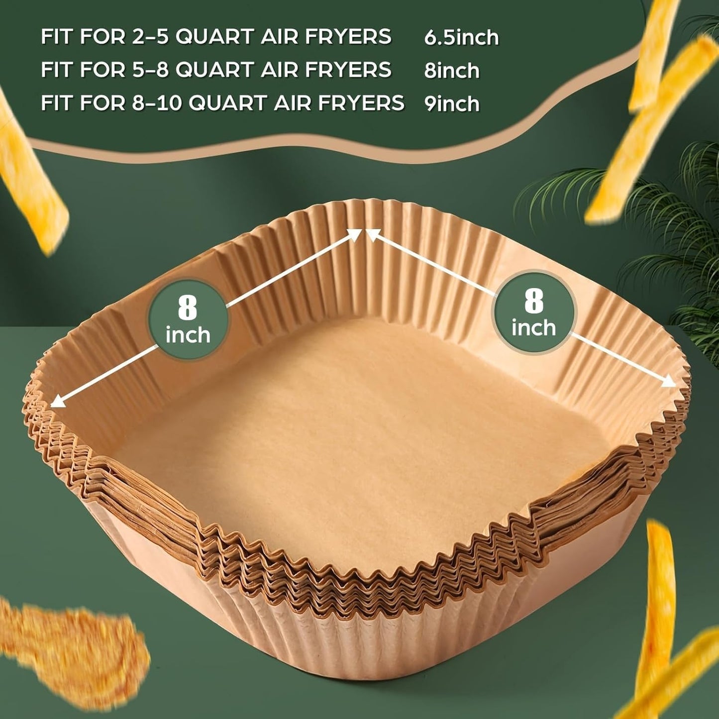 Air Fryer Paper Liners Disposable: 150Pcs 8 Inch Special Square Liners for Air Fryer, Grease and Water Proof Non Stick Basket Parchment Paper