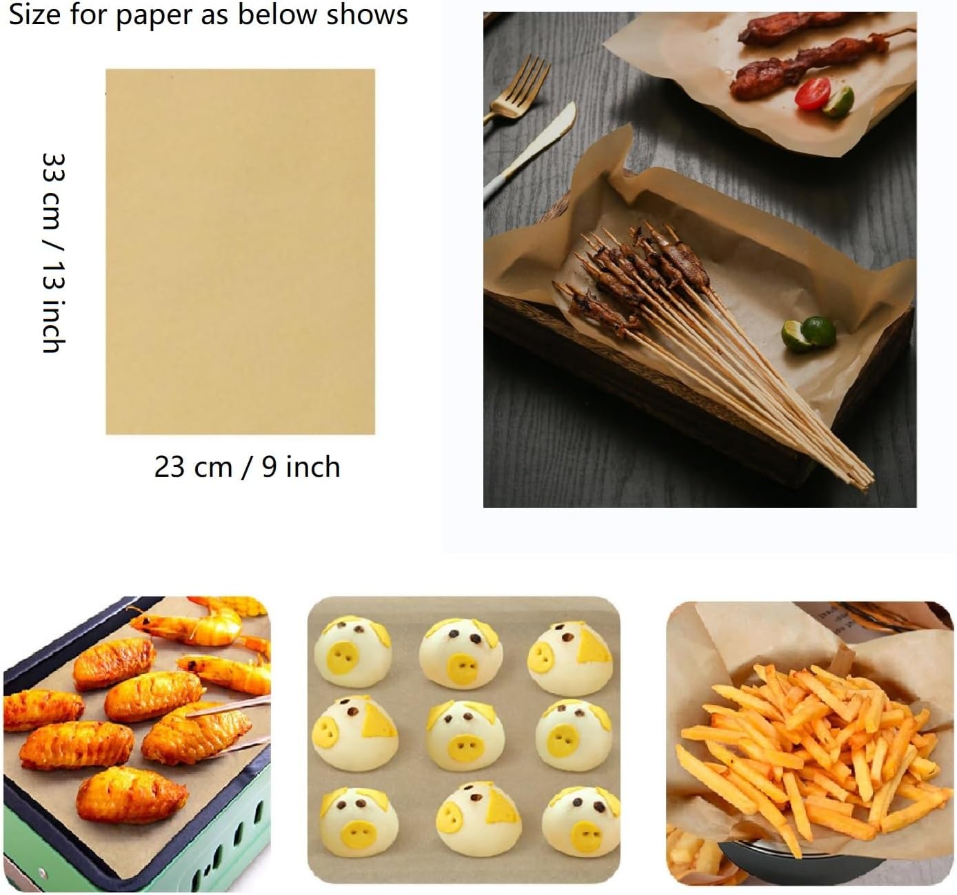 Parchment Paper Baking Sheets, 9 x 13 Inches Precut Unbleached Non-stick Parchment Paper for Baking Cookies, Air Fryer, Grilling, Humbuger and Sandwich Wrap