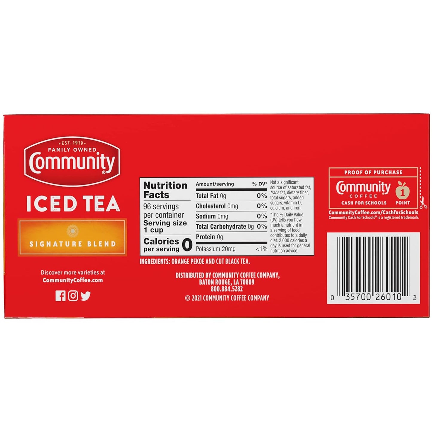 Community Coffee Signature Iced Tea, 288 Family Size Tea Bags, 24 Count Box (Pack of 12)
