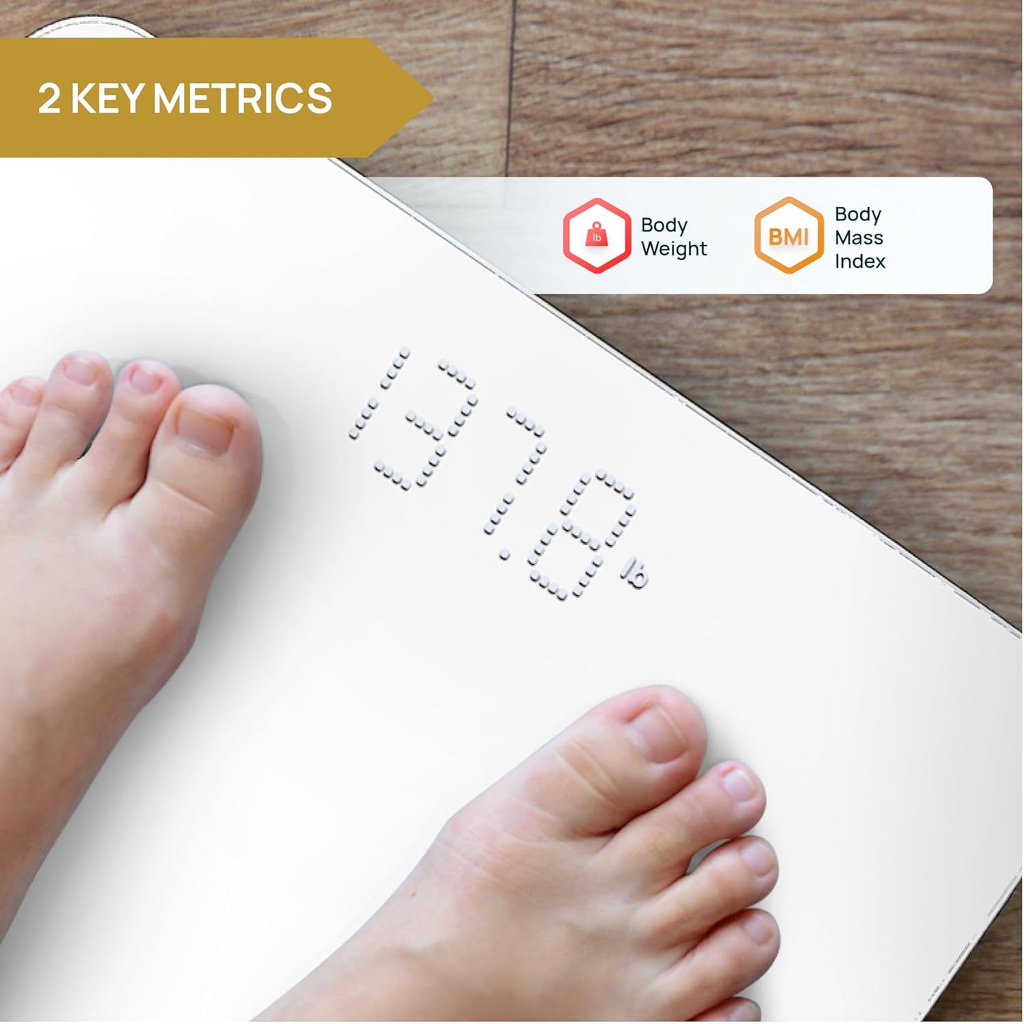 INEVIFIT Smart Bathroom Scale, Highly Accurate Bluetooth Digital Bathroom Body Weight Scale, Precisely Measures Weight & BMI for Unlimited Users (S-White)