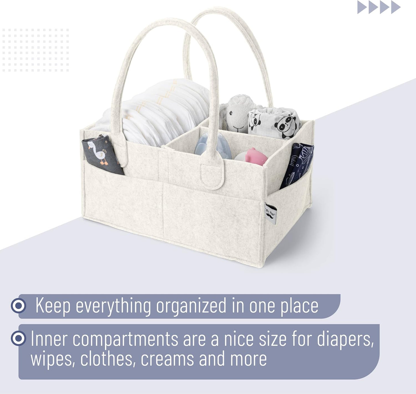 Mr. Pen- Baby Diaper Caddy Organizer, 2 Pack, Beige, Baby Caddy Organizer with Handle, Compact Size, Collapsible & Portable