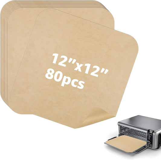 12 inch Air Fryer Parchment Paper Squares, 80 Sheets Unbleached Pre-Cut Baking Disposable Paper Liner for Ninja Foodi Flip S SP101 SP201 SP301 SP351, Cuisinart Toaster Oven