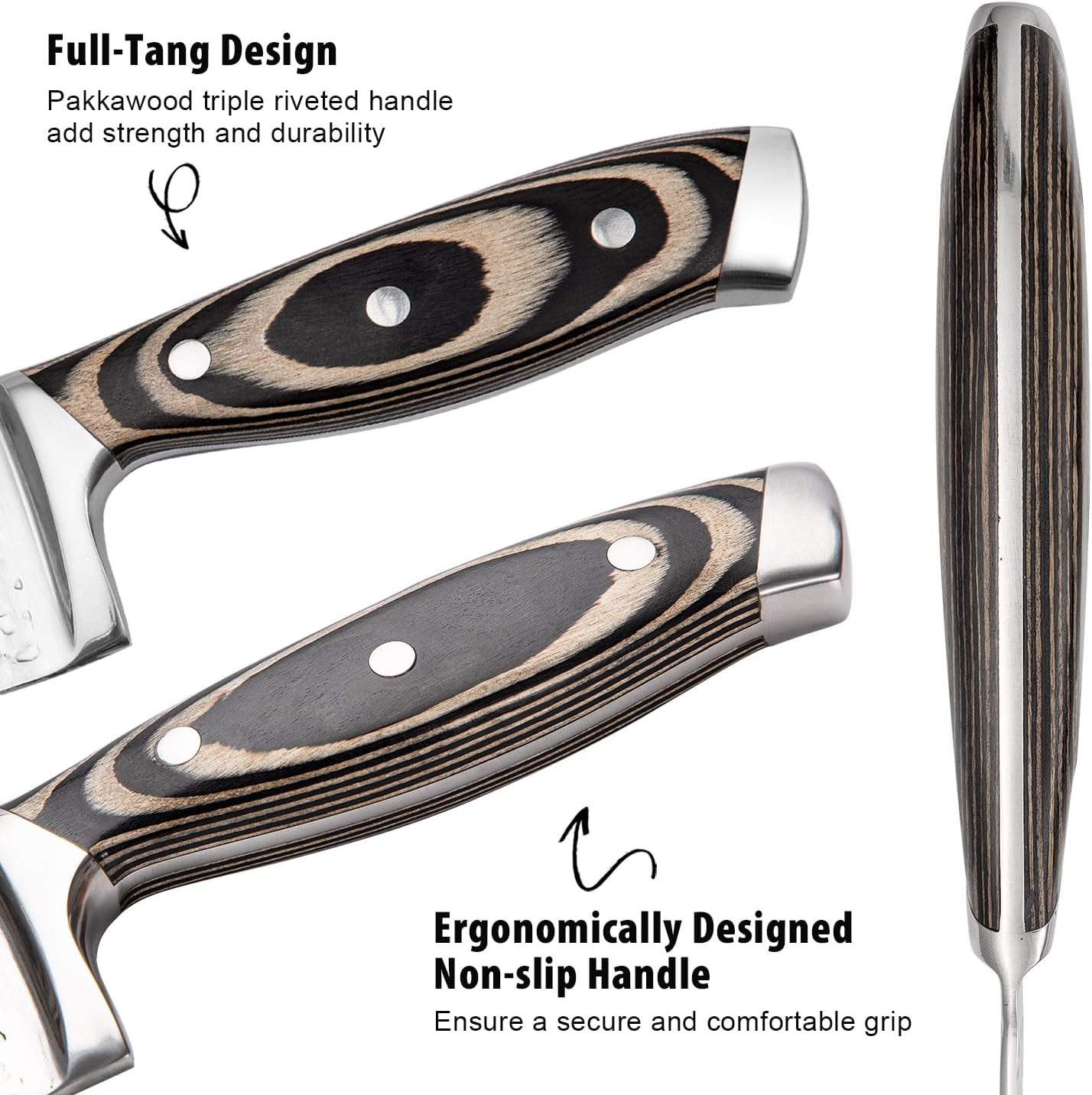 Kitchen Knife Set,15-Piece Knife Set With Block Wooden,Self Sharpening For Chef Knife Set,High Carbon Japan Stainless Steel Hammered Collection Knife Block Set with Steak Knives (Gray)