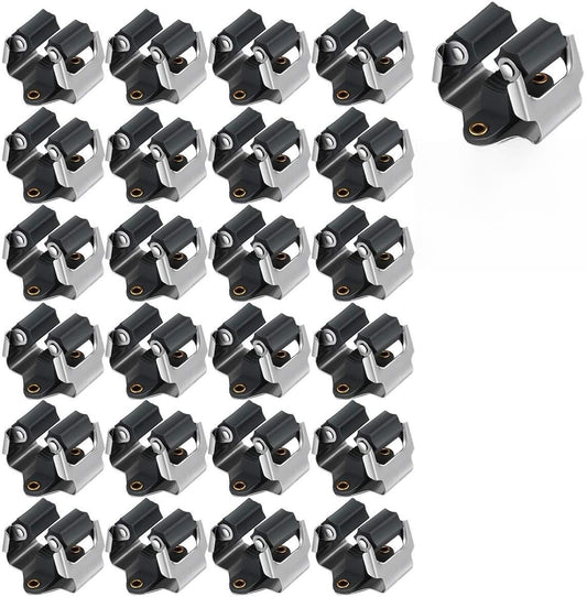 3-H Mop and Broom Holder Wall Mount 25 Pack, Broom Hanger Wall Mount for Garage Garden Shed Storage System Laundry Room Home Kitchen Organization up to 1.45 Inch(Black)
