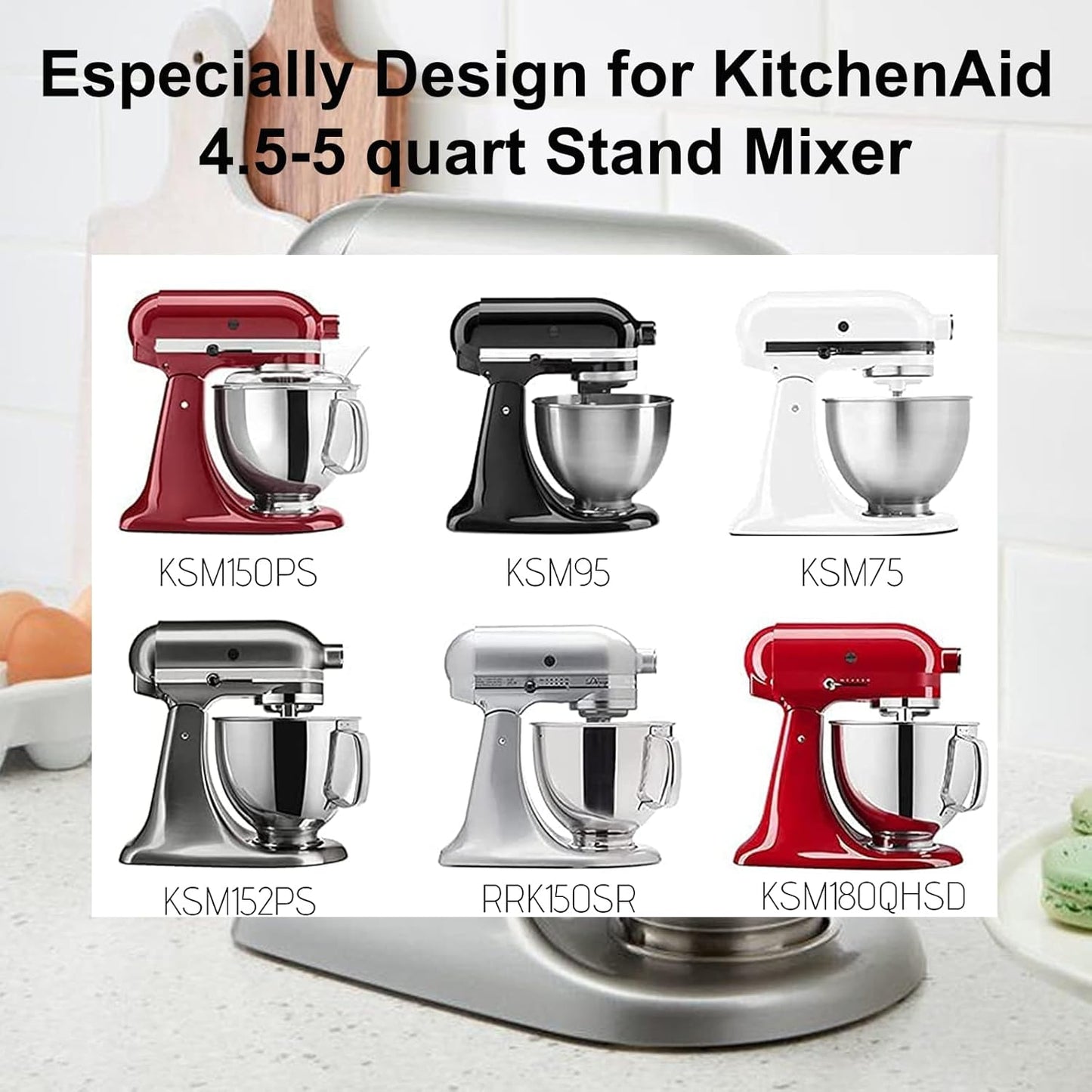 Mixer Slider Mat for KitchenAid 4.5-5qt Stand Mixer -Sliding Mats Slide Mover Pad Compatible with KitchenAid 4.5-5 Qt Tilt-Head Stand Mixer, 5PCS DIY Adhesive Teflon Self-Stick Appliance Sliders