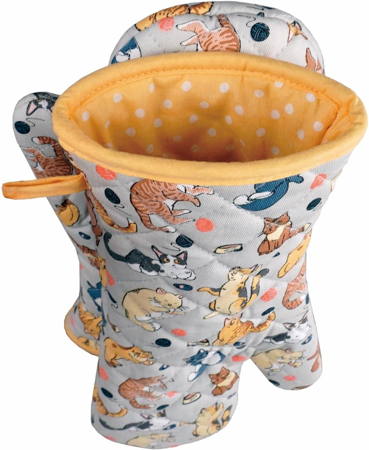 Oven Mitts Cotton Fashion Cute Cat Design 1pair Heat Resistant Oven Gloves Safe Cooking Baking Grilling Barbecue Machine Washable Pot Holders (Cat)