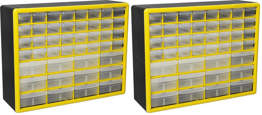 Akro-Mils 44-Drawer Plastic Drawer Storage Cabinet for Garage Organization, Bead Organizer, Building Bricks Storage, Teacher Toolbox, Makeup Organizer, 20-Inch W x 6-Inch D x 16-Inch H, 10144 Yellow