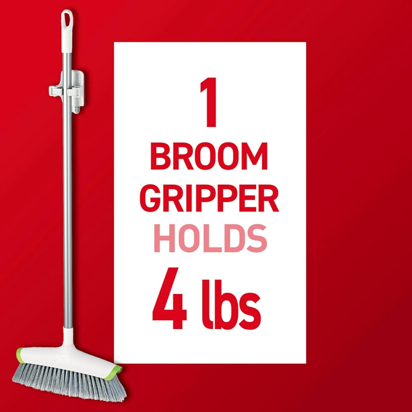 Command Broom and Mop Grippers Wall Hook, Damage Free Hanging Wall Mount Broom and Mop Holder, No Tools Household Cleaning Organizer for Living Spaces, 6 Hangers and 16 Command Strips