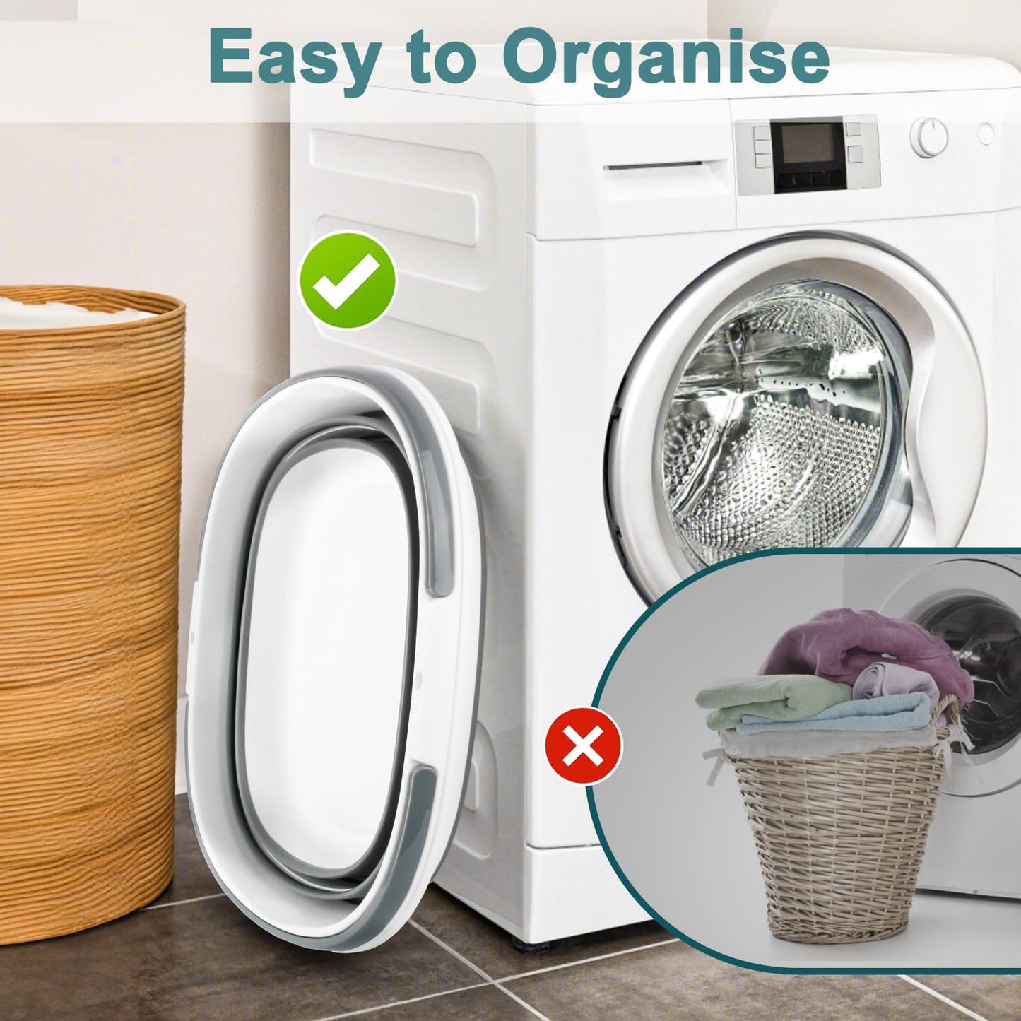 Collapsible Mop Bucket with Handle for Cleaning, 16L(4.2 Gallon) Silicone Square Mopping Bucket for Windows Cleaning or Car Washing, Cleaning Supplies Organizer Plastic Bucket for Storage, 2 Pack