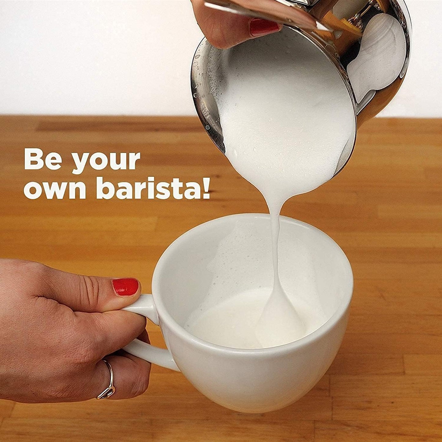 Milk Frother Handheld Mixer, Battery Operated Electric Whisk Foam Maker for Cappuccino,Latte,Coffee,Matcha & More - Sliver