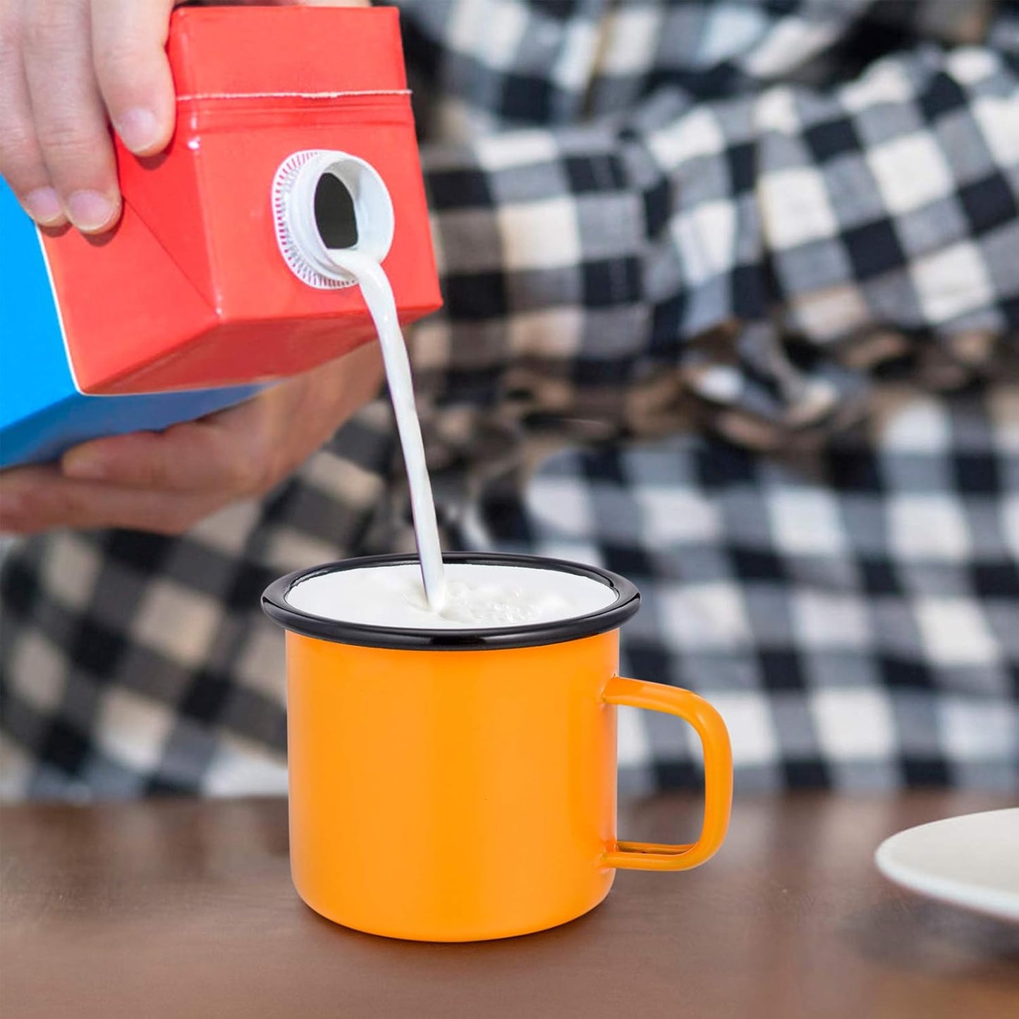 P&P CHEF Enamel Camping Coffee Mug Set of 6, Small Colored Mugs Cups for Family Gathering/Friend Party/Camping/Picnic/Fishing, Lightweight & Portable -12 Ounce, 350ML & Multicolor