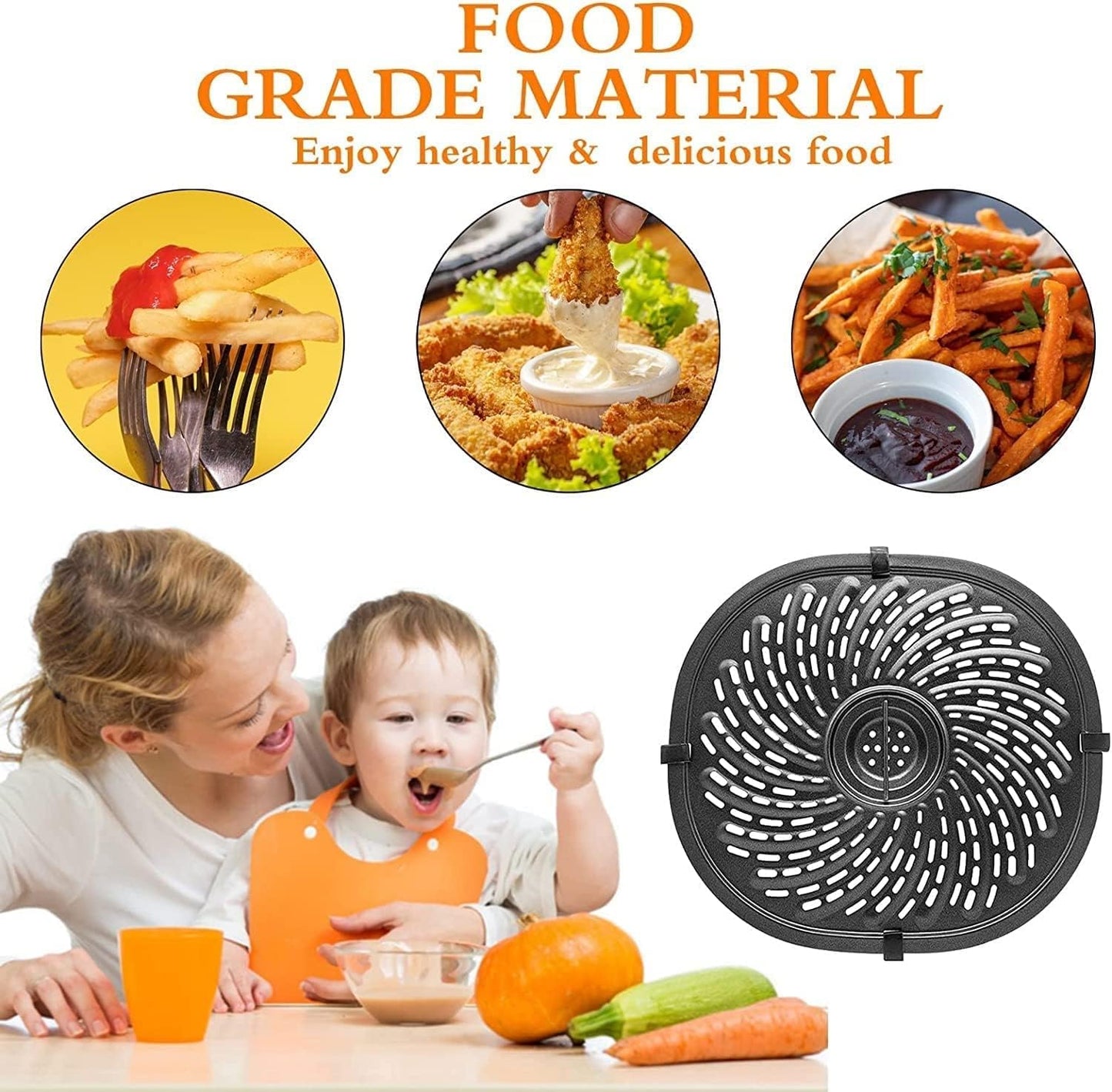 7QT Air Fryer Grill Pan for PowerXL Gowise USA Air Fryers, Upgraded Double-layer Coating Air Fryer Grill Crisper Plate Tray Griller Rack Grate Grid Insert Pan for 7QT Air Fryers, Nonstick