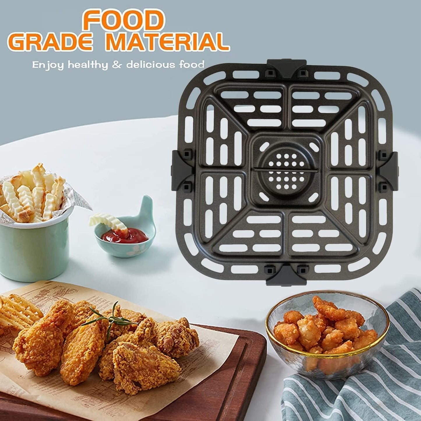 2QT Square Air Fryer Grill Plate for Instants Air Fryers, Upgraded Air Fryer Grill Pan Crisper Plate Tray Insert Rack Grate Grid Shelf for 2QT Instants Air Fryers, Nonstick, Dishwasher Safe
