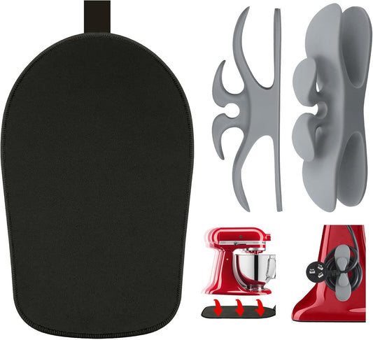 Sliding Mat for Kitchenaid Mixer with 2 Grey Kitchen Accessories, Mixer Mover Slider Mat Pad for Kitchenaid 4.5-5 Qt Tilt-Head Stand Mixer, Kitchen Appliance Slider Mat, Kitchen Aid Mixer Accessories