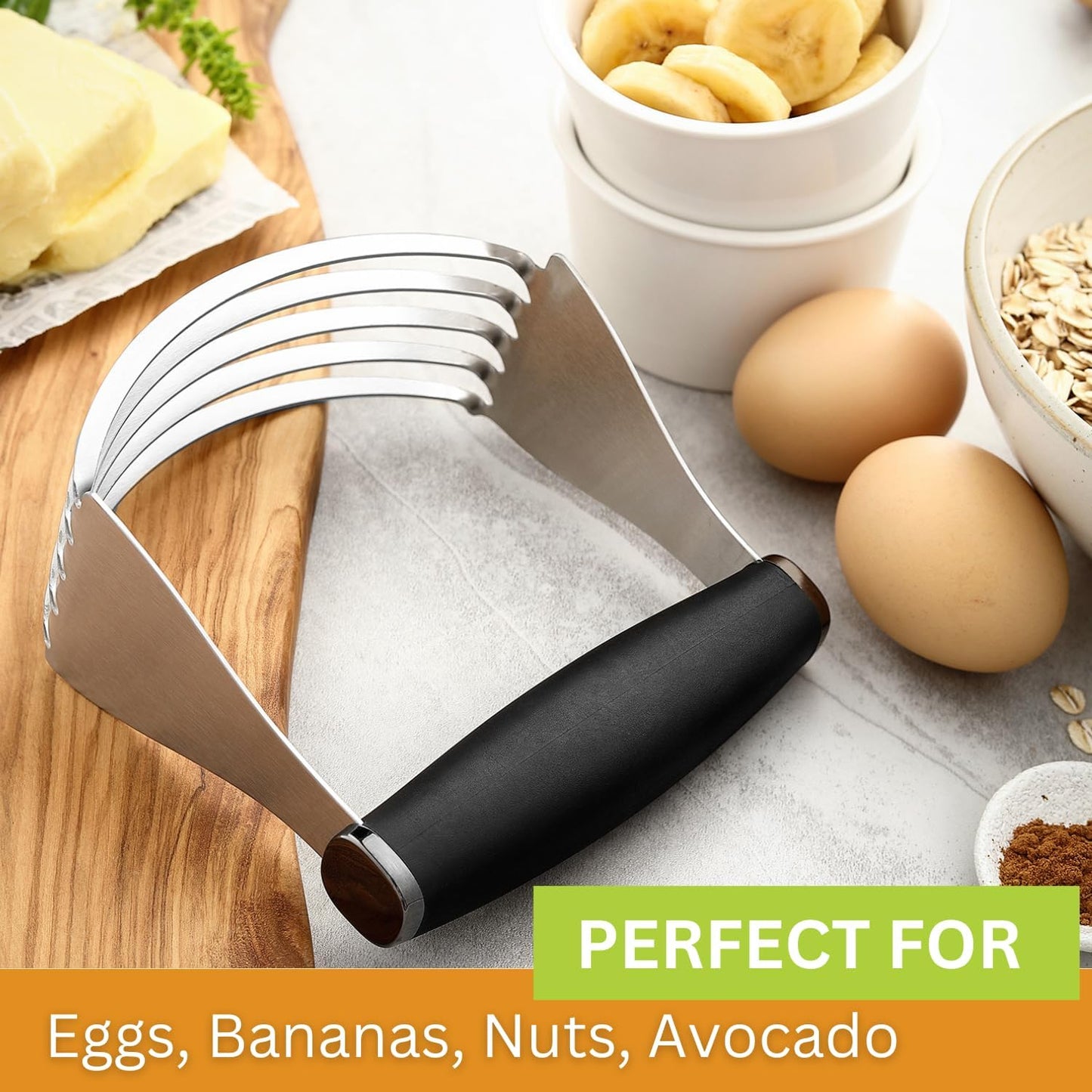 Spring Chef Dough Blender For Baking, Heavy Duty Dough Cutter Tool, Stainless Steel Pastry Cutter Tool with Sharp & Sturdy Blades, Pastry Blender for Easy Mixing, Dishwasher Safe - XL Size - Black