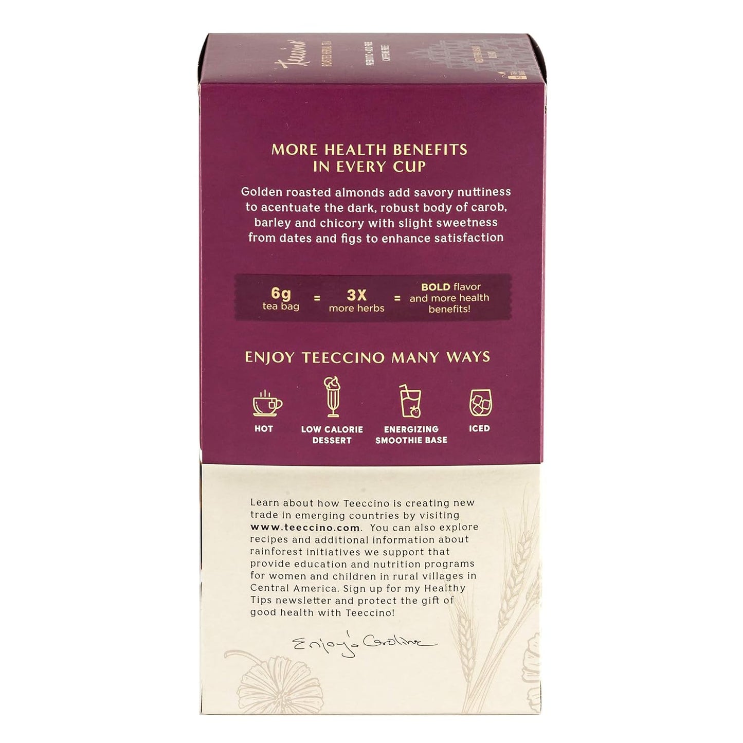 Teeccino Snickerdoodle Herbal Tea - Dessert Beverage That’s Prebiotic, Caffeine-Free & Acid Free, 25 Tea Bags