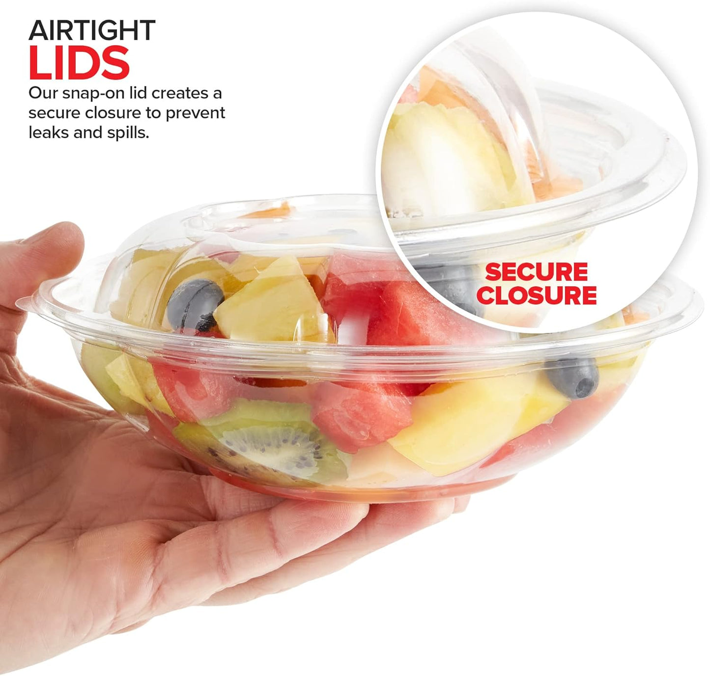 Stock Your Home 18oz Clear Plastic Salad Bowls with Lids Disposable (50 Pack) Mini Takeout Container with Snap on Lid for Fruit Salads, Quinoa, Lunch and Meal Prep, Acai Bowl, To-Go Party Containers