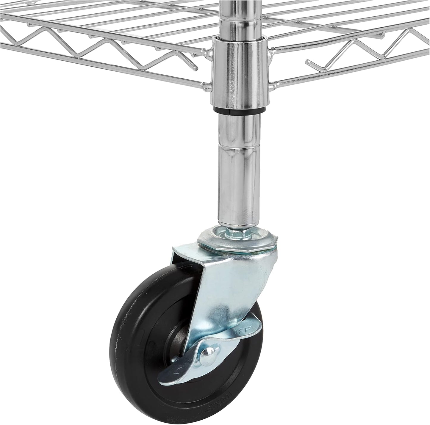 Amazon Basics 5-Shelf Adjustable, Heavy Duty Storage Shelving Unit on 4'' Wheel Casters, Metal Organizer Wire Rack, 30" L x 14" W x 64.8" H, Chrome