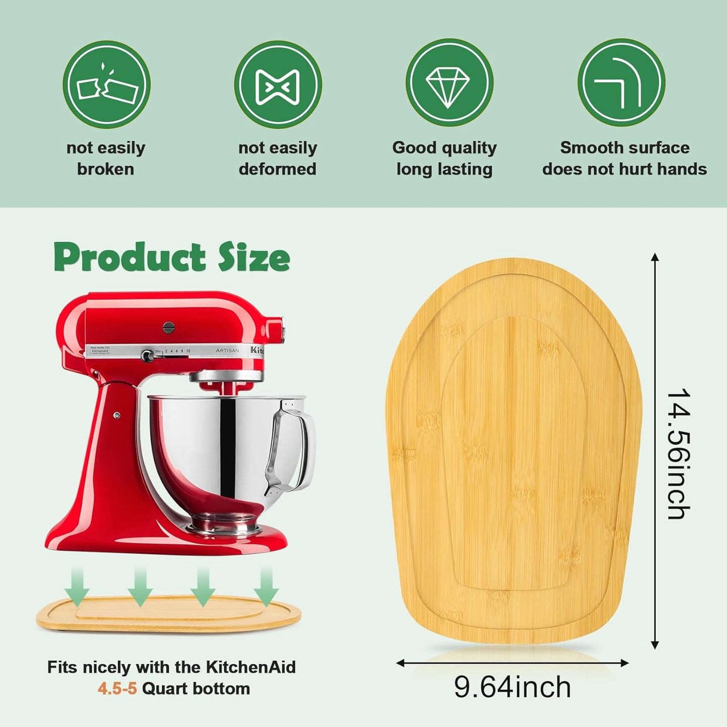 Compatible with Kitchen aid 4.5-5 Qt Bamboo Mixer Slider - Appliance Slider for Tilt Head Kitchen aid Stand Mixer Artisan, Countertop Storage Mover Sliding Tray Accessories Attachments - Natural
