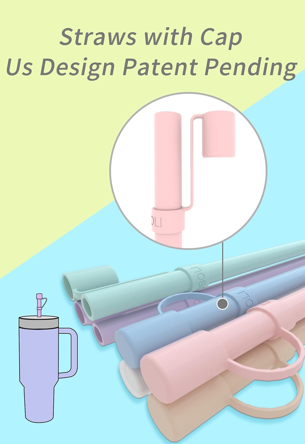 Reusable Replacement 12 inch Long Silicone Straw With Cover, Stocking Stuffers Gifts for Women Men Teens Girls Boys, Compatible with Stanley Tumbler Cup Accessorie 40 oz 30 oz (6 Pack)